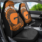 Personalized Giants Polynesian Car Seat Cover Tribal Chest and Sleeve Tattoo Heritage Warrior