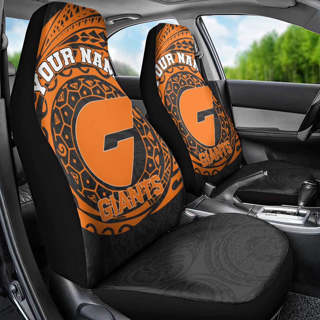 Personalized Giants Polynesian Car Seat Cover Tribal Chest and Sleeve Tattoo Heritage Warrior