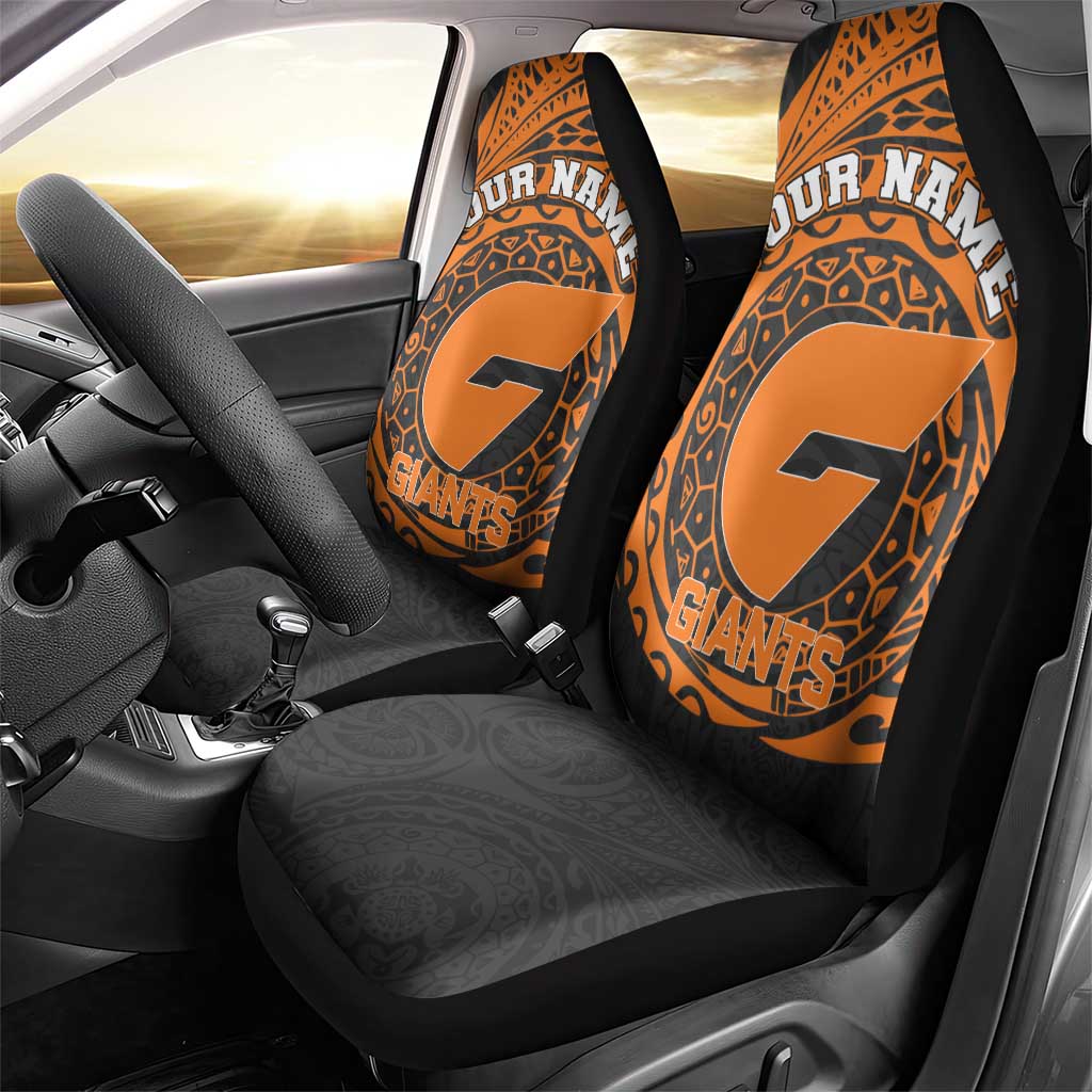 Personalized Giants Polynesian Car Seat Cover Tribal Chest and Sleeve Tattoo Heritage Warrior