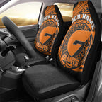Personalized Giants Polynesian Car Seat Cover Tribal Chest and Sleeve Tattoo Heritage Warrior