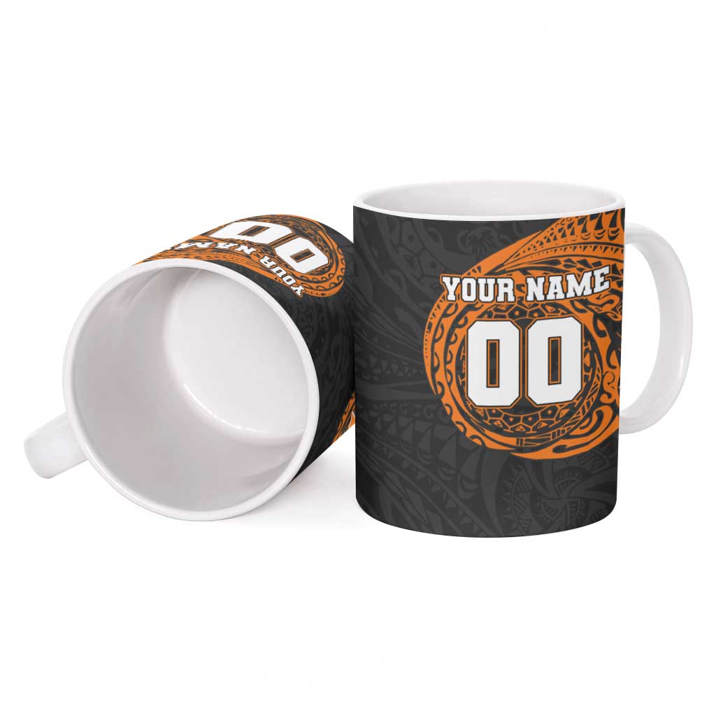 Personalized Giants Polynesian Ceramic Mug Tribal Chest and Sleeve Tattoo Heritage Warrior