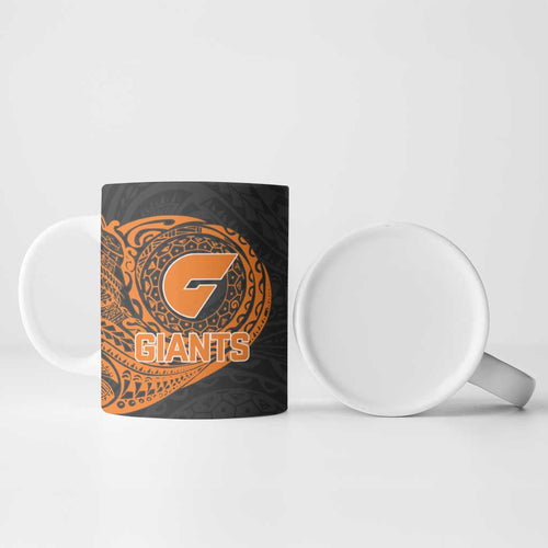 Personalized Giants Polynesian Ceramic Mug Tribal Chest and Sleeve Tattoo Heritage Warrior