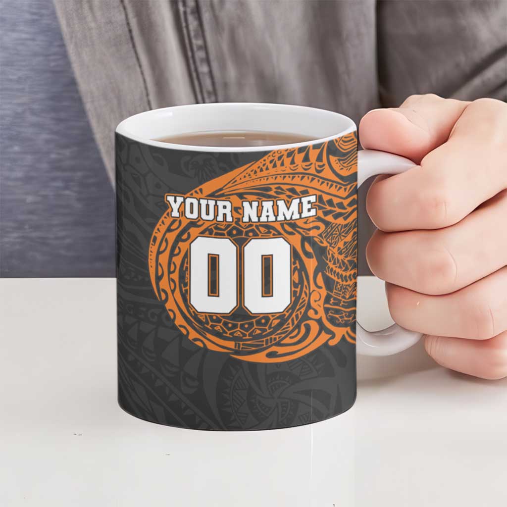 Personalized Giants Polynesian Ceramic Mug Tribal Chest and Sleeve Tattoo Heritage Warrior