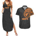 Personalized Giants Polynesian Couples Matching Summer Maxi Dress and Hawaiian Shirt Tribal Chest and Sleeve Tattoo Heritage Warrior