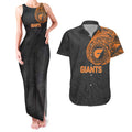 Personalized Giants Polynesian Couples Matching Tank Maxi Dress and Hawaiian Shirt Tribal Chest and Sleeve Tattoo Heritage Warrior