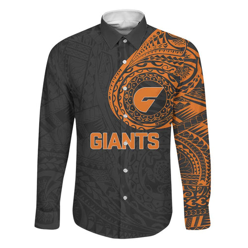 Personalized Giants Polynesian Family Matching Off The Shoulder Long Sleeve Dress and Hawaiian Shirt Tribal Chest and Sleeve Tattoo Heritage Warrior