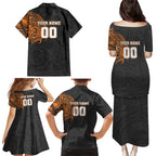 Personalized Giants Polynesian Family Matching Puletasi and Hawaiian Shirt Tribal Chest and Sleeve Tattoo Heritage Warrior
