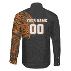 Personalized Giants Polynesian Family Matching Puletasi and Hawaiian Shirt Tribal Chest and Sleeve Tattoo Heritage Warrior