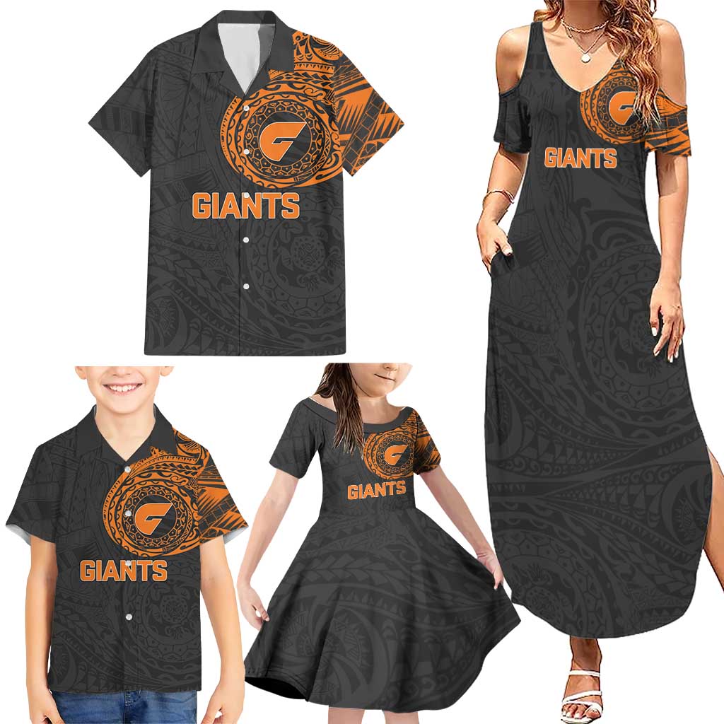 Personalized Giants Polynesian Family Matching Summer Maxi Dress and Hawaiian Shirt Tribal Chest and Sleeve Tattoo Heritage Warrior