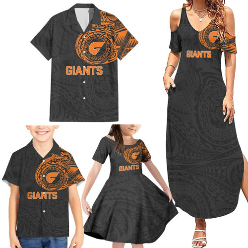 Personalized Giants Polynesian Family Matching Summer Maxi Dress and Hawaiian Shirt Tribal Chest and Sleeve Tattoo Heritage Warrior