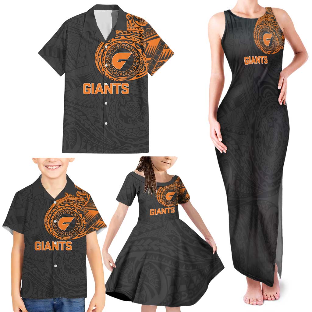 Personalized Giants Polynesian Family Matching Tank Maxi Dress and Hawaiian Shirt Tribal Chest and Sleeve Tattoo Heritage Warrior