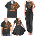Personalized Giants Polynesian Family Matching Tank Maxi Dress and Hawaiian Shirt Tribal Chest and Sleeve Tattoo Heritage Warrior