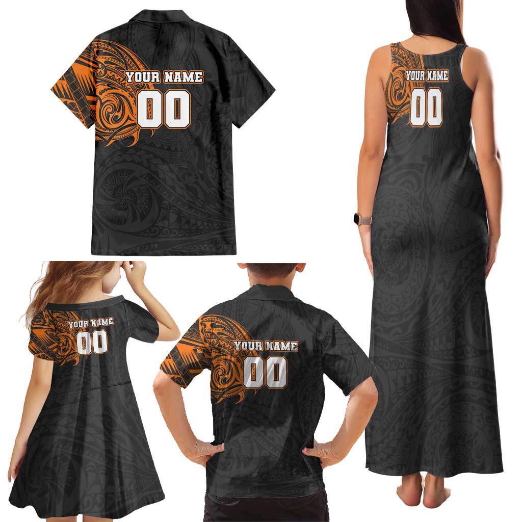 Personalized Giants Polynesian Family Matching Tank Maxi Dress and Hawaiian Shirt Tribal Chest and Sleeve Tattoo Heritage Warrior