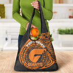 Personalized Giants Polynesian Grocery Bag Tribal Chest and Sleeve Tattoo Heritage Warrior