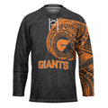 Personalized Giants Polynesian Hockey Jersey Tribal Chest and Sleeve Tattoo Heritage Warrior