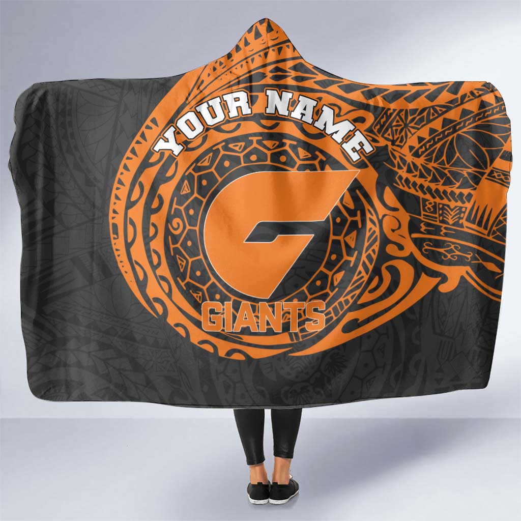 Personalized Giants Polynesian Hooded Blanket Tribal Chest and Sleeve Tattoo Heritage Warrior