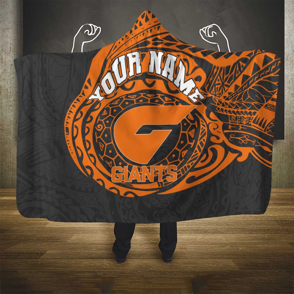 Personalized Giants Polynesian Hooded Blanket Tribal Chest and Sleeve Tattoo Heritage Warrior
