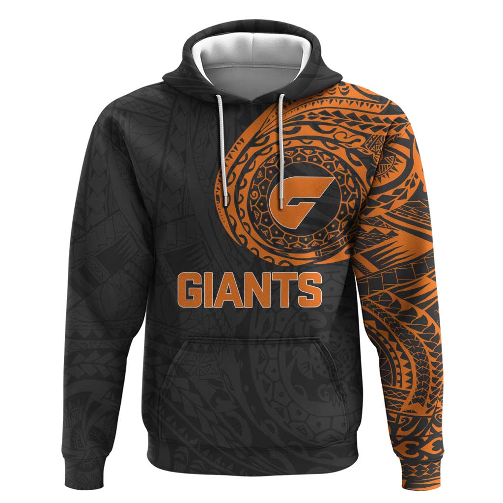 Personalized Giants Polynesian Hoodie Tribal Chest and Sleeve Tattoo Heritage Warrior