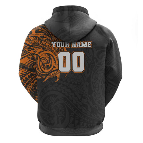 Personalized Giants Polynesian Hoodie Tribal Chest and Sleeve Tattoo Heritage Warrior