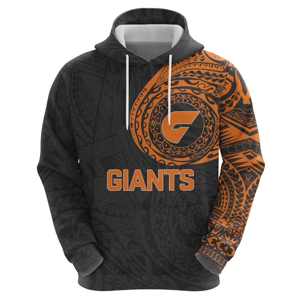 Personalized Giants Polynesian Hoodie Tribal Chest and Sleeve Tattoo Heritage Warrior