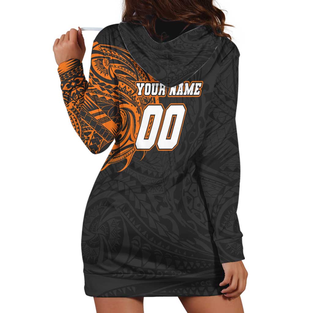 Personalized Giants Polynesian Hoodie Dress Tribal Chest and Sleeve Tattoo Heritage Warrior