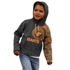 Personalized Giants Polynesian Kid Hoodie Tribal Chest and Sleeve Tattoo Heritage Warrior
