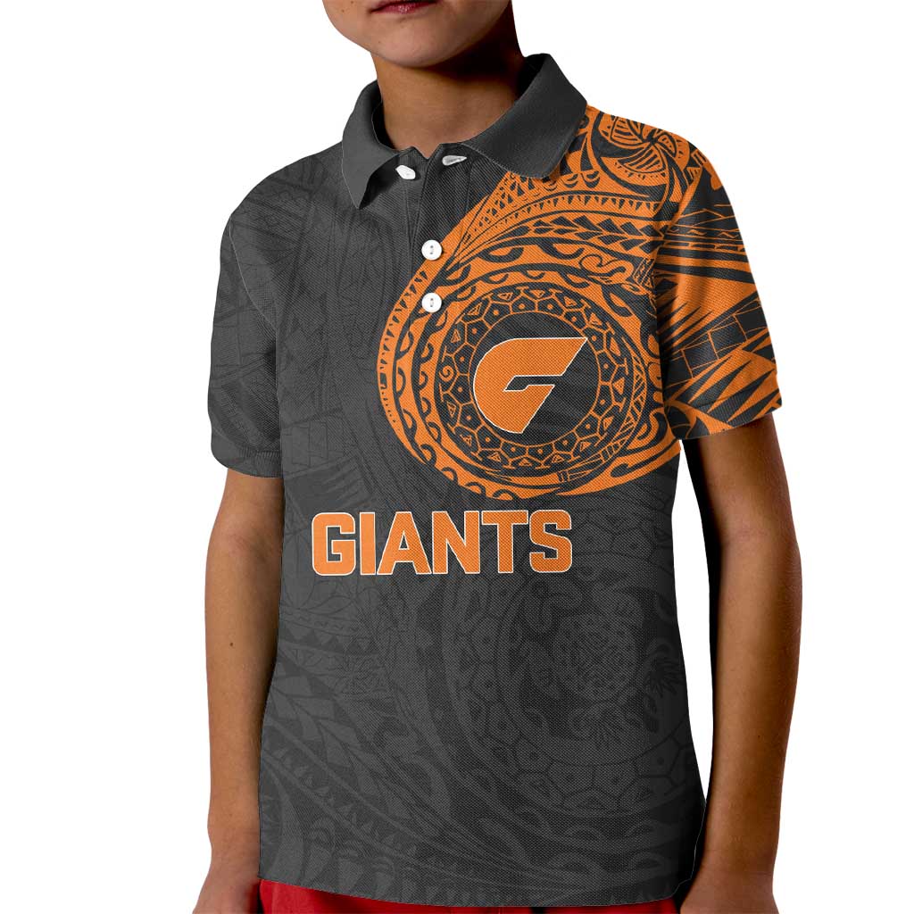 Personalized Giants Polynesian Kid Polo Shirt Tribal Chest and Sleeve Tattoo Heritage Warrior