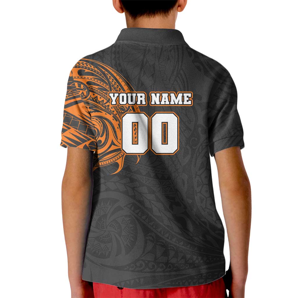 Personalized Giants Polynesian Kid Polo Shirt Tribal Chest and Sleeve Tattoo Heritage Warrior
