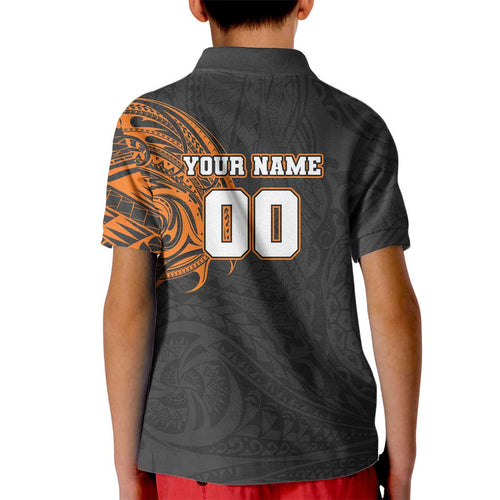 Personalized Giants Polynesian Kid Polo Shirt Tribal Chest and Sleeve Tattoo Heritage Warrior