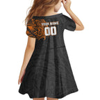 Personalized Giants Polynesian Kid Short Sleeve Dress Tribal Chest and Sleeve Tattoo Heritage Warrior