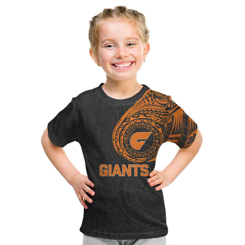 Personalized Giants Polynesian Kid T Shirt Tribal Chest and Sleeve Tattoo Heritage Warrior
