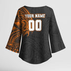 Personalized Giants Polynesian Kimono Sleeve Blouse Tribal Chest and Sleeve Tattoo Heritage Warrior