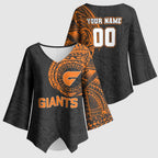 Personalized Giants Polynesian Kimono Sleeve Blouse Tribal Chest and Sleeve Tattoo Heritage Warrior