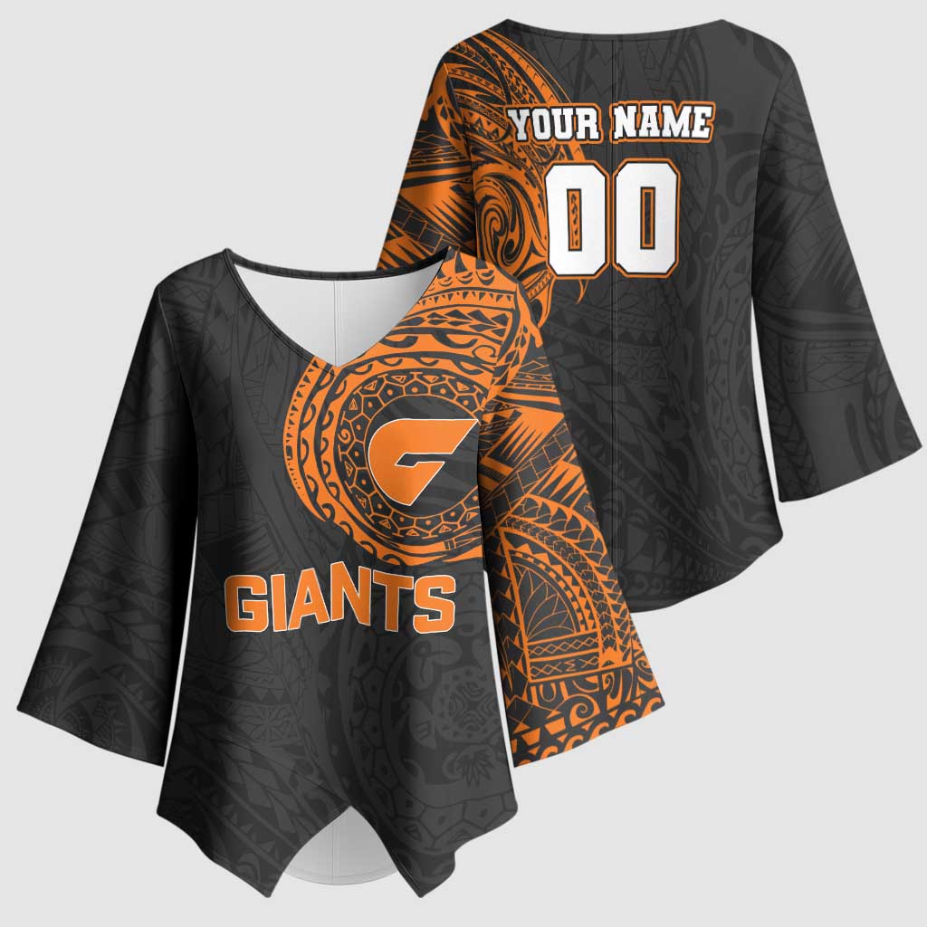 Personalized Giants Polynesian Kimono Sleeve Blouse Tribal Chest and Sleeve Tattoo Heritage Warrior