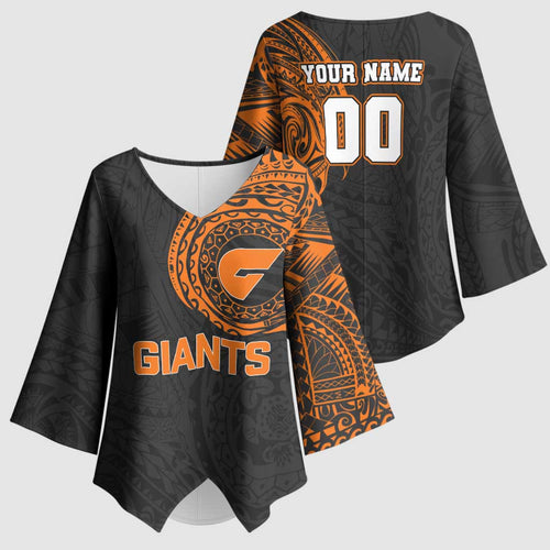 Personalized Giants Polynesian Kimono Sleeve Blouse Tribal Chest and Sleeve Tattoo Heritage Warrior