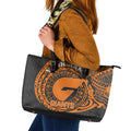Personalized Giants Polynesian Leather Tote Bag Tribal Chest and Sleeve Tattoo Heritage Warrior