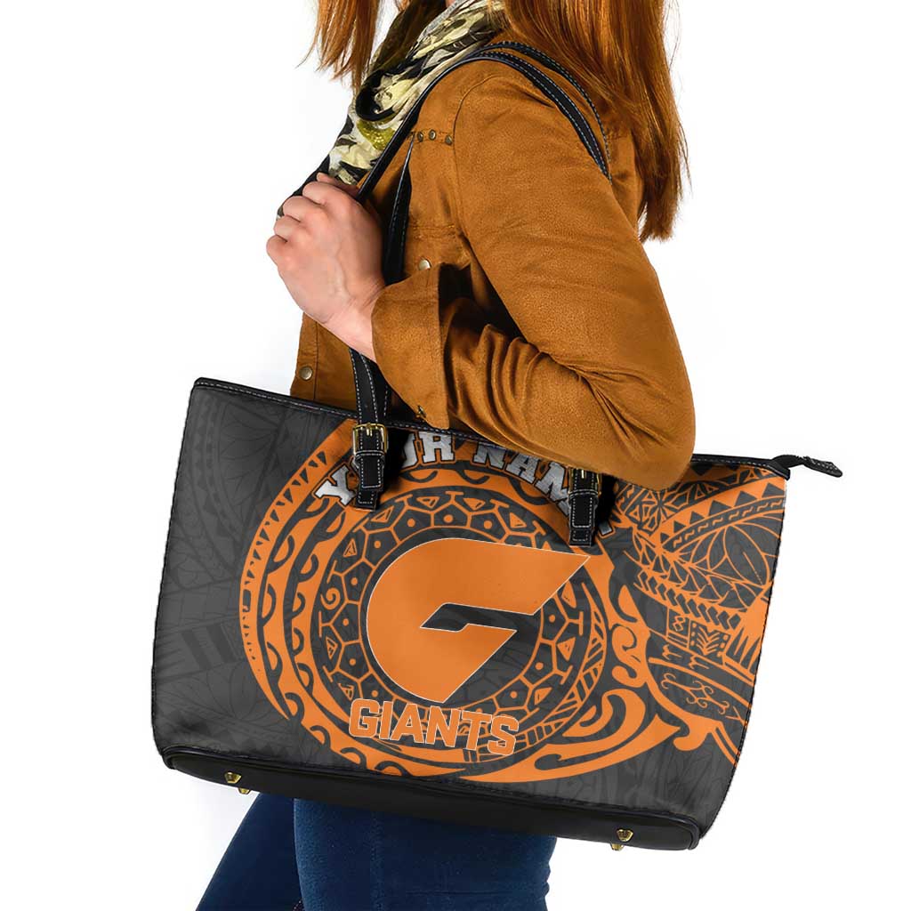 Personalized Giants Polynesian Leather Tote Bag Tribal Chest and Sleeve Tattoo Heritage Warrior