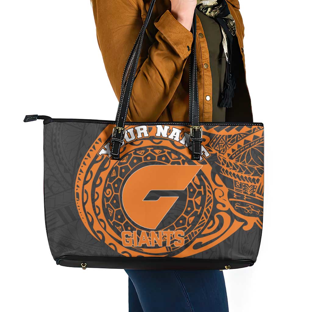 Personalized Giants Polynesian Leather Tote Bag Tribal Chest and Sleeve Tattoo Heritage Warrior