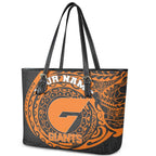 Personalized Giants Polynesian Leather Tote Bag Tribal Chest and Sleeve Tattoo Heritage Warrior