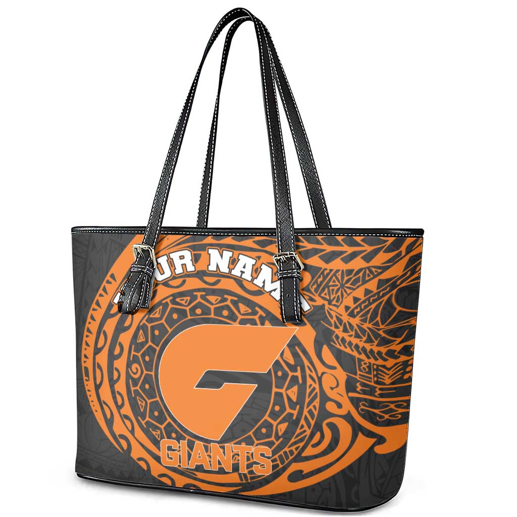 Personalized Giants Polynesian Leather Tote Bag Tribal Chest and Sleeve Tattoo Heritage Warrior