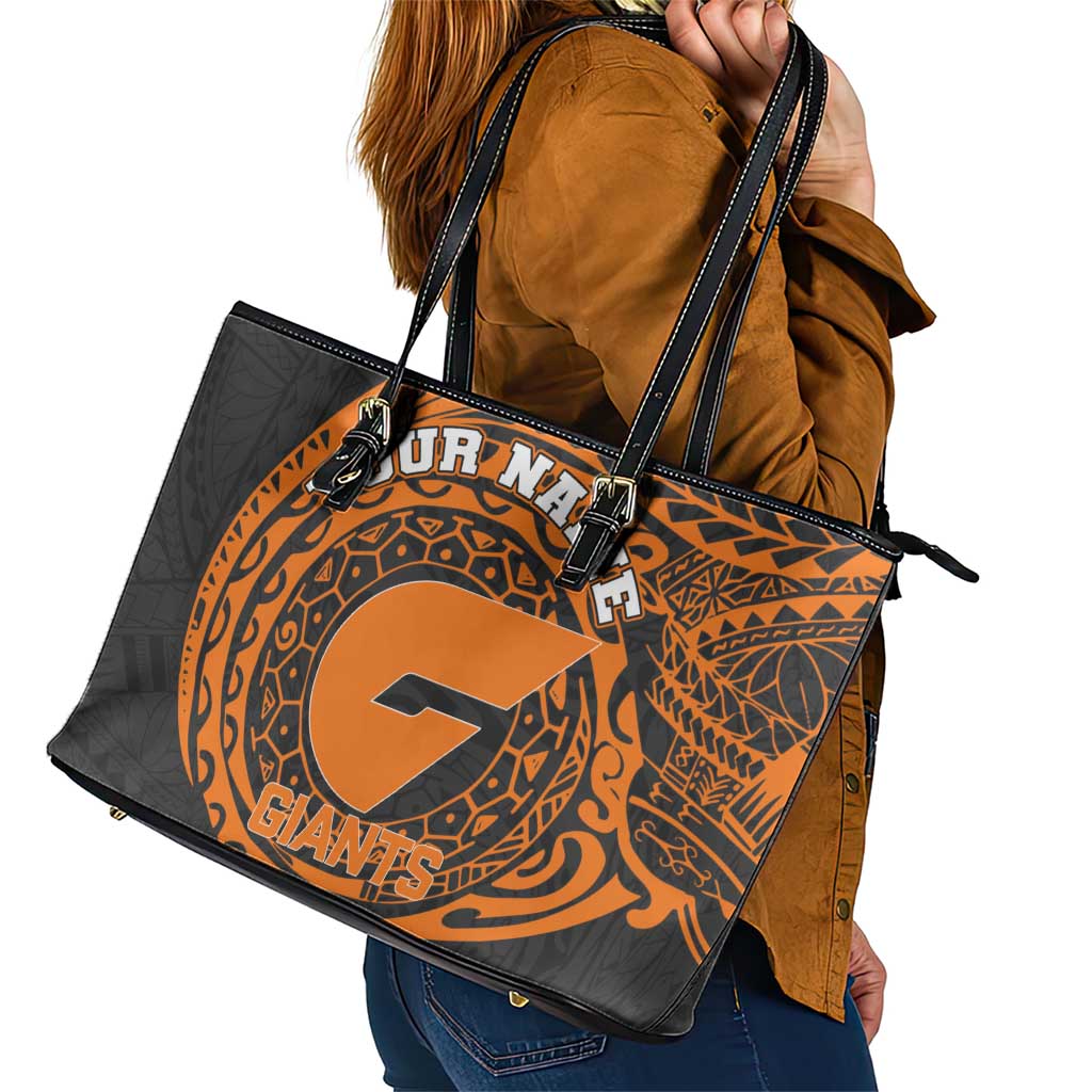 Personalized Giants Polynesian Leather Tote Bag Tribal Chest and Sleeve Tattoo Heritage Warrior