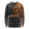 Personalized Giants Polynesian Long Sleeve Shirt Tribal Chest and Sleeve Tattoo Heritage Warrior