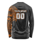 Personalized Giants Polynesian Long Sleeve Shirt Tribal Chest and Sleeve Tattoo Heritage Warrior