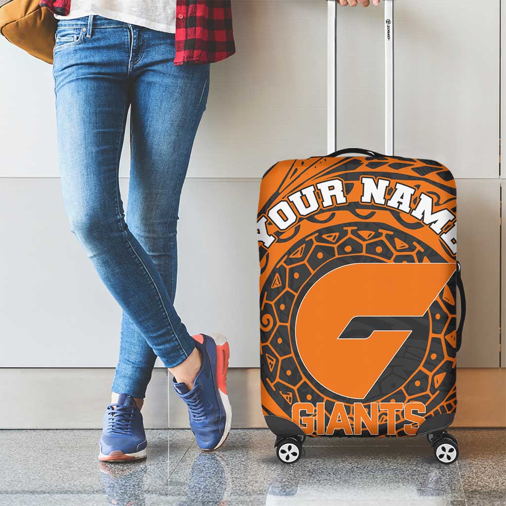 Personalized Giants Polynesian Luggage Cover Tribal Chest and Sleeve Tattoo Heritage Warrior