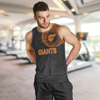 Personalized Giants Polynesian Men Tank Top Tribal Chest and Sleeve Tattoo Heritage Warrior