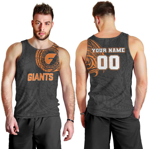 Personalized Giants Polynesian Men Tank Top Tribal Chest and Sleeve Tattoo Heritage Warrior