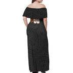 Personalized Giants Polynesian Off Shoulder Maxi Dress Tribal Chest and Sleeve Tattoo Heritage Warrior