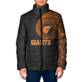 Personalized Giants Polynesian Padded Jacket Tribal Chest and Sleeve Tattoo Heritage Warrior
