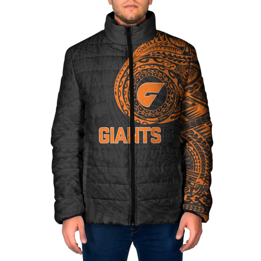 Personalized Giants Polynesian Padded Jacket Tribal Chest and Sleeve Tattoo Heritage Warrior