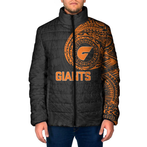 Personalized Giants Polynesian Padded Jacket Tribal Chest and Sleeve Tattoo Heritage Warrior